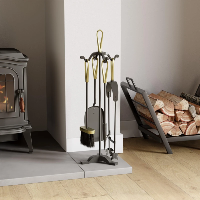 Image of Lassic Fire Vida 5 Piece Buxton Companion Set Black & Brass unisex 5 Piece