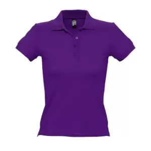 Image of SOLS Womens/Ladies People Pique Short Sleeve Cotton Polo Shirt (S) (Dark Purple)