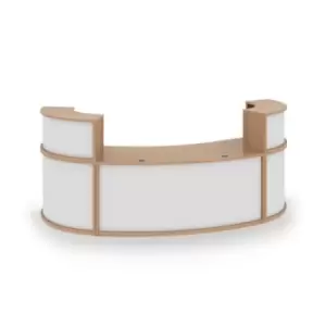 Image of Denver large curved complete reception unit - beech with white panels