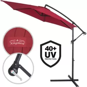 Image of Garden Sun Parasol Hanging 3m Sunshade Banana Patio Terrace Balcony Umbrella Canopy Cantilever Red - Kingsleeve