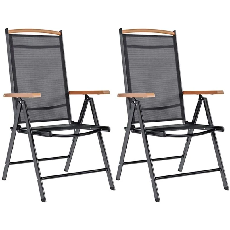 Image of VIDAXL Vidaxl - Folding Garden Chairs 2 pcs Aluminium and Textilene Black 41732