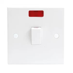 Image of KnightsBridge 20A White 1G Double Pole 230V Electric Wall Plate Switch With Neon