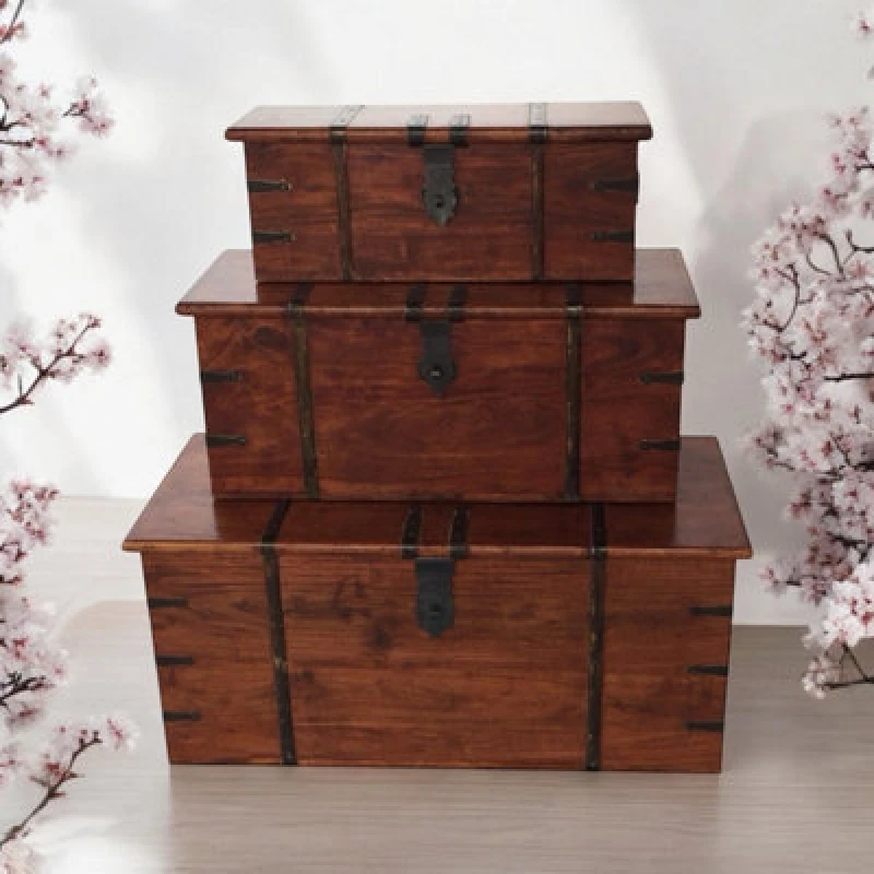 Image of MSL 101CM SET 3 WOODEN CHESTS