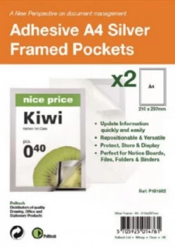 Image of S/Adhesive A4 Silver Display Frames w/ Magnetic Closure Pk2