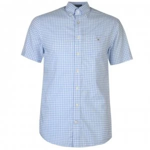 Image of Gant Gant Short Sleeve Pop Colour Gingham Shirt Mens - Capri Blue 468
