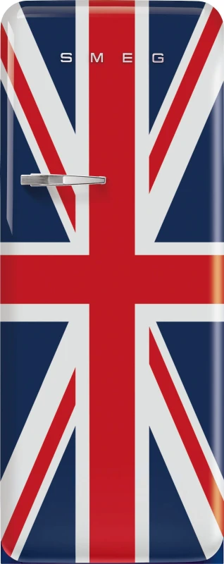 Image of Smeg 50s Style Retro Right Hand Hinge FAB28RDUJ6 153cm Small Fridge with Ice Box - Union Jack - C Rated