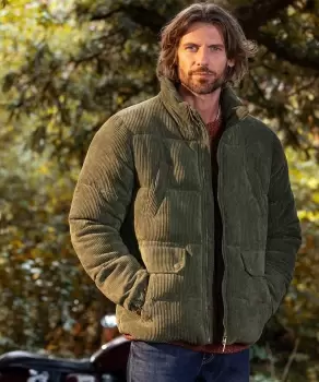 Image of Khaki Cord Puffer Coat