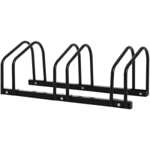 Image of Bike Parking Rack Bicycle Locking Storage Stand for 3 Cycling Black - Black - Homcom