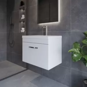 Image of Nuie - Athena Wall Hung 1-Drawer Vanity Unit with Basin-2 600mm Wide - Gloss White