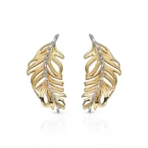 Image of JG Signature 9ct Gold Diamond-Cut Feather Earrings
