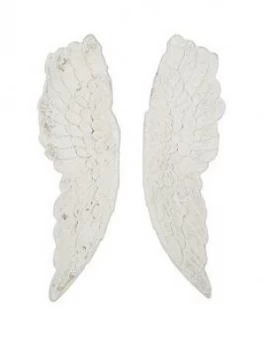 Image of Pacific Lifestyle Antique White Polyresin Angel Wings Wall Art