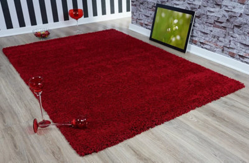 Image of Smart Living Smart Living Soft Fluffy 5cm Thick Pile Shaggy Area Rugs for Living Room, Bedroom in Red Size: 60cm x 110cm Red 60cm x 110cm Unisex 065