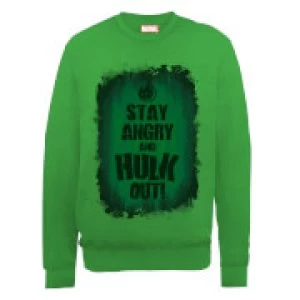 Image of Marvel Avengers Assemble Hulk Stay Angry Sweatshirt - Green - L