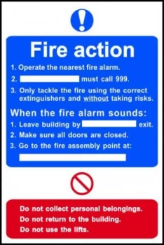Image of Fire Action Procedure Sign, Rigid PVC