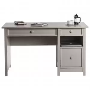 Image of Teknik Office Cobblestone Grey Home Office Computer Desk With A4 Filer