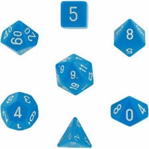 Image of Chessex Opaque Poly 7 Dice Set: Light Blue/White