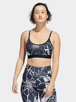 Image of adidas Light-support Flower Print Bra, Grey Size M Women