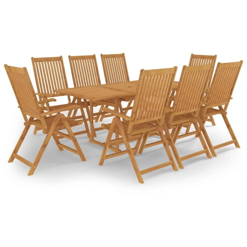 Image of VIDAXL 9 Piece Garden Dining Set Solid Teak Wood Vidaxl 8720286227022