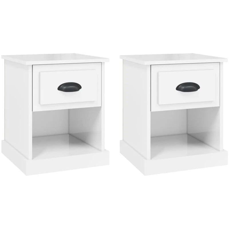 Image of VIDAXL Bedside Cabinets 2 pcs High Gloss White 39x39x47.5cm Engineered Wood Vidaxl 8720845790233