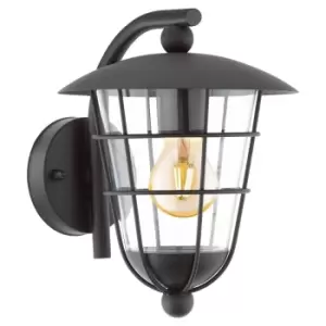 Image of IP44 Outdoor Wall Light Black Lantern Glass Shade 1x 60W E27 Bulb Porch Lamp