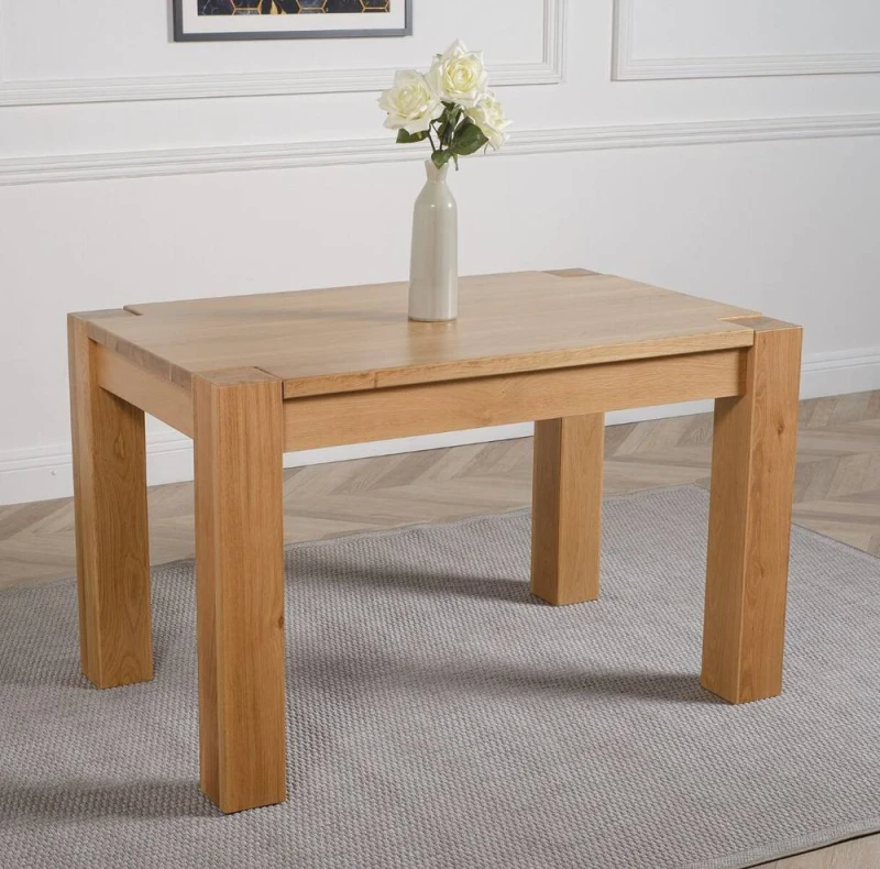 Image of Thats Furniture Kuba 125cm Chunky Small Oak Dining Table in Light Oak Light Oak Unisex