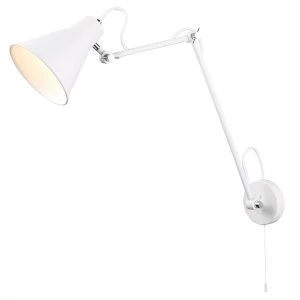 Image of Adjustable 1 Light Indoor Large Wall Light Chrome, White, E27