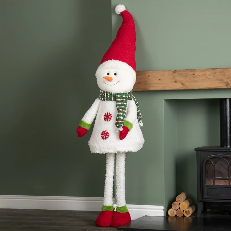Image of 1.8m Tall Extendable Plush Snowman Decoration with Telescopic Legs