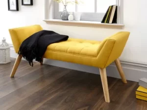 Image of GFW Milan Mustard Upholstered Fabric Bench