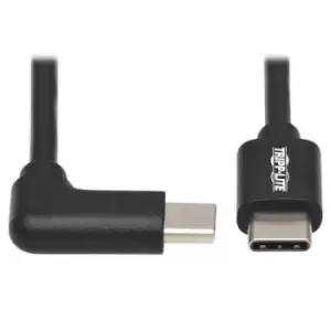 Image of Tripp Lite U040-02M-C-RA USB-C Cable (M/M) - USB 2.0 Thunderbolt 3 60W PD Charging Right-Angle Plug Black 2m (6.6 ft.)