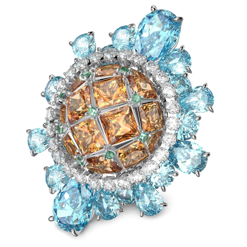 Image of Swarovski Curiosa cocktail ring, Multicolored, Rhodium plated - Blue Blue ONE SIZE