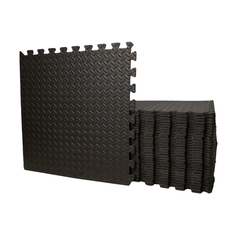 Image of 60cm x 60cm 4 Piece Eva Foam Protective Tile Floor Mats in Black