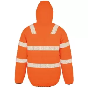 Image of Result Genuine Recycled Mens Ripstop Padded Jacket (M) (Fluorescent Orange) - Fluorescent Orange