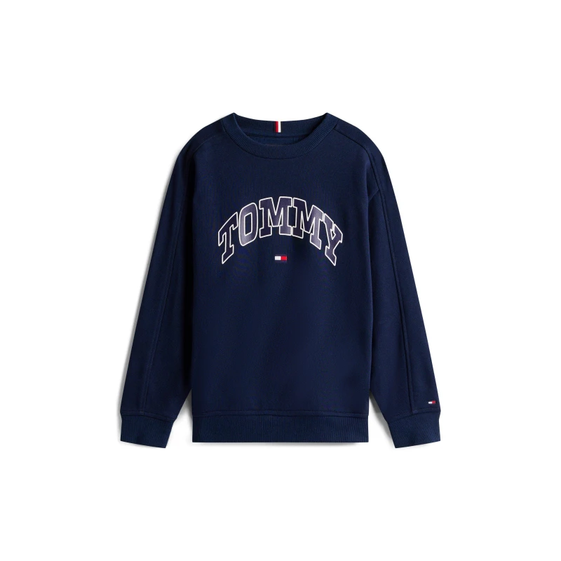 Image of Tommy Hilfiger Kids Varsity Cotton-Mix Relaxed Fit Crew Sweatshirt Night Navy C1G male 14Y