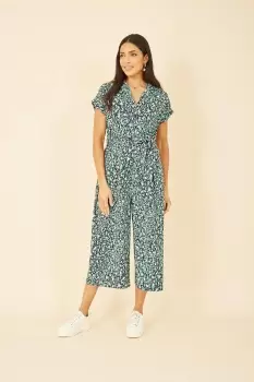 Image of Green Dash Print Culotte Jumpsuit