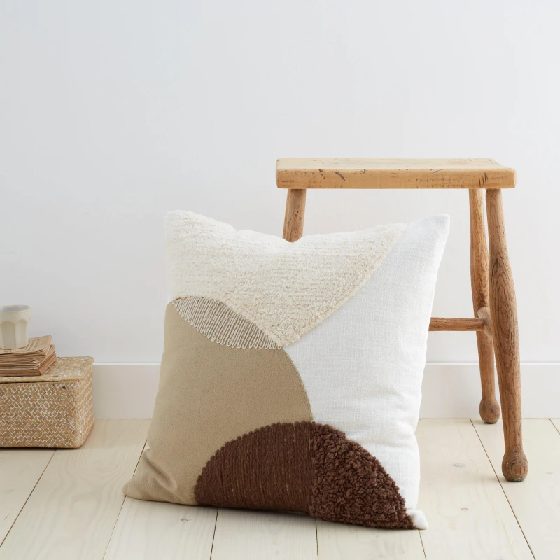 Image of Pineapple Elephant Tufted Semi Circles 45cm x 45cm Filled Cushion Natural