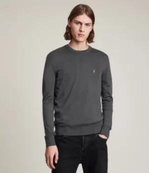 Image of AllSaints Mens Mode Merino Crew Jumper, Haze Green, Size: M