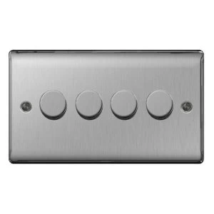 Image of BG Nexus Metal Brushed Steel 4 Gang 2 Way Dimmer Switches - NBS84P