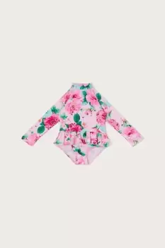 Image of Baby Floral Skirted Swimsuit with UPF50+ Protection