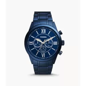 Image of Fossil Mens Flynn Chronograph Stainless Steel Watch - Blue