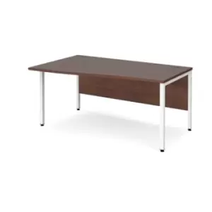 Image of Office Desk Left Hand Wave Desk 1600mm Walnut Top With White Frame Maestro 25 MB16WLWHW