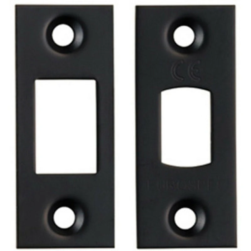 Image of Loops Forend Strike & Fixing Pack Suitable for Tubular Deadbolt Matt Black Black
