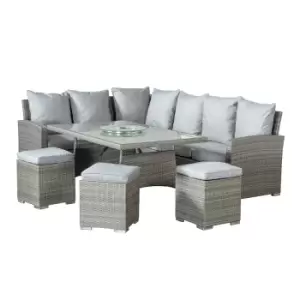 Image of Monaco 9-Seater Rattan Effect Corner Sofa Dining Set - Grey