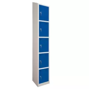 Image of 5 Door Locker, 300X450, Grey Carcass/Blue Doors, Sloping Top, Camlock