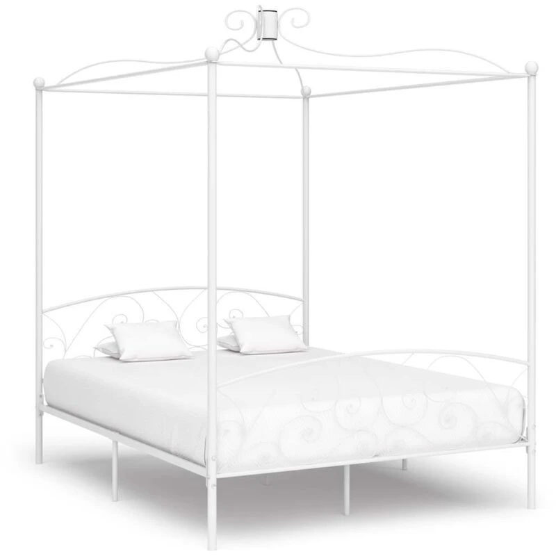 Image of VIDAXL 284473 Canopy Bed Frame without Mattress White Metal 180x200cm Super King Vidaxl 8719883791678