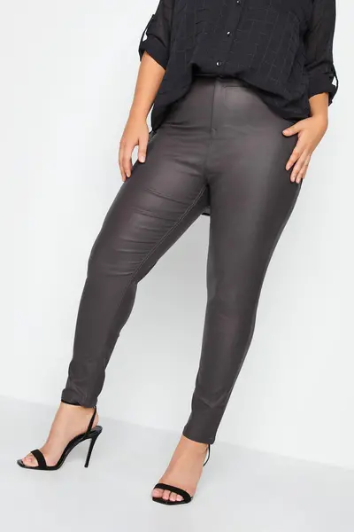 Image of Yours Cord Wide Leg Trousers Charcoal