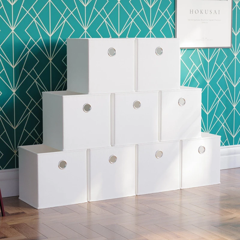 Image of Lassic Vida Designs Durham Cube Storage Basket Set of 9 White unisex Set of 9