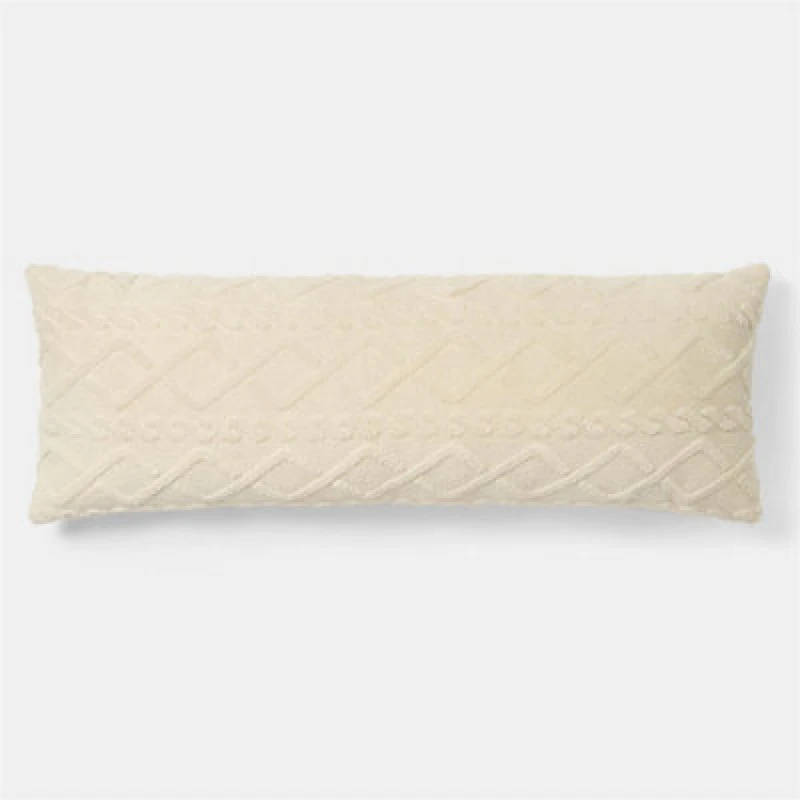 Image of OHS OHS Cable Knit Fleece Long Bolster Cushion Soft Maternity Support Pillow in Cream Cream One Size Unisex 5027434230839