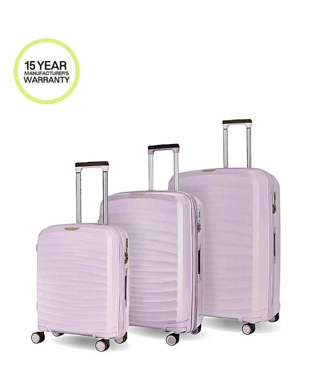 Image of Rock Rock Sunwave 3pc Suitcase Set Lilac - Rock - Size: 3 Piece Set Lilac 3 Piece Set UH25105