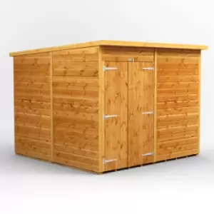 Image of Power Sheds - 8x8 Power Pent Windowless Double Door Garden Shed - Brown