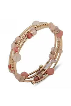 Image of Bx Br Beaded Coil-Gld/coral Bracelet - 01B00398